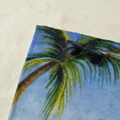 Whimsical Beach Babe Flamingo No. 1 Waterverf Art Strandlaken (In situ)