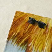 Whimsical Beach Babe Flamingo No. 4 Waterverf Art Strandlaken (In situ)