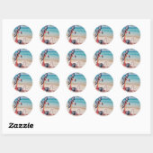 Whimsical Beach Babe Pink Flamingo No. 1 Ronde Sticker (Vel)