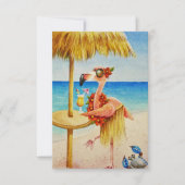 Whimsical Beach Babe Pink Flamingo No. 4 Bedankkaart (Voorkant)