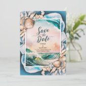 Whimsical Beach Bruiloft Save The Date (Staand voorkant)