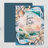 Whimsical Beach Bruiloft Save The Date (Voorkant / Achterkant)