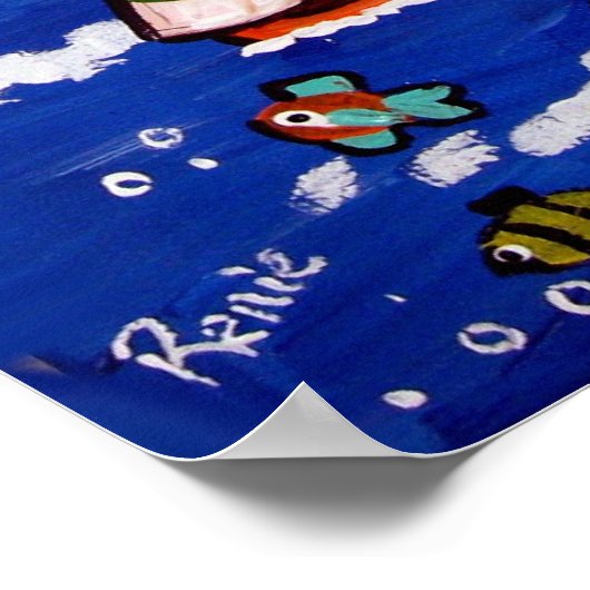 Whimsical Beach Cape Cod Whale Folk Art Poster (Hoek)