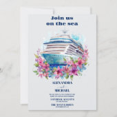 Whimsical Beach Cruise Waterverf Palm Wedding Kaart (Voorkant)