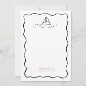 Whimsical Beach Hand getekend zwart wit bruiloft Kaart (Achterkant)