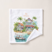 Whimsical Beach Huizen Bad Handdoek (Wasdoekje)