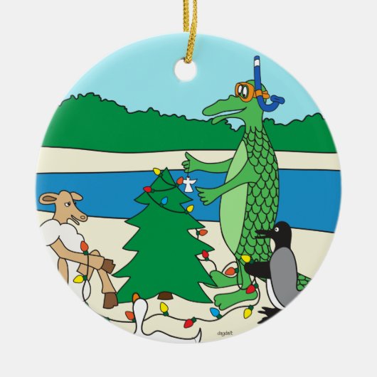 Whimsical Beach Kerstversiering Keramisch Ornament (Voorkant)