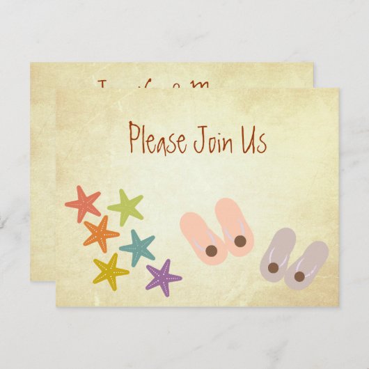 Whimsical Beach Party Kaart (Voorkant / Achterkant)