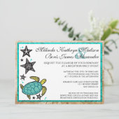 Whimsical Beach Reception Only Wedding Invitations Kaart (Staand voorkant)