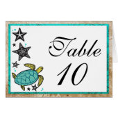 Whimsical Beach Wedtable Number Kards (Voorkant Horizontaal)