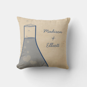 Whimsical Beaker Pillow, Blue Kussen