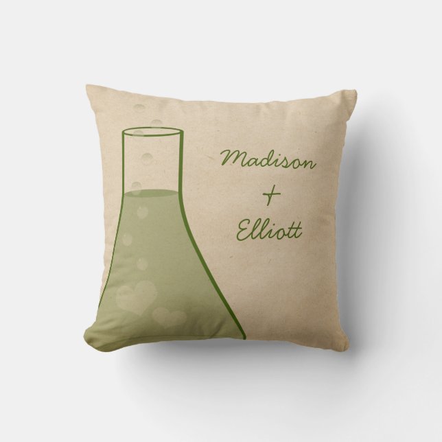 Whimsical Beaker Pillow, Green Kussen (Voorkant)