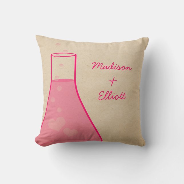 Whimsical Beaker Pillow, roze Kussen (Voorkant)