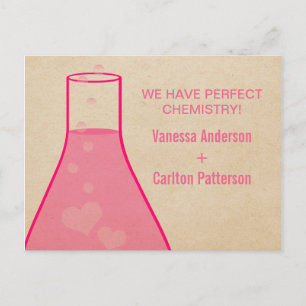Whimsical Beaker Save the Date Briefkaart, Roze Aankondigingskaart