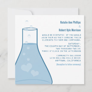 Whimsical Beaker Wedding Invite, Blue Kaart