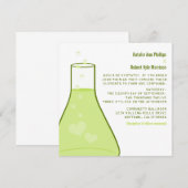 Whimsical Beaker Wedding Invite, Green Kaart (Voorkant / Achterkant)