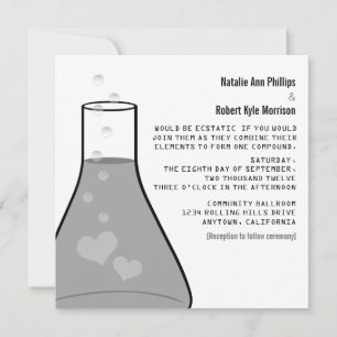 Whimsical Beaker Wedding Invite, Grey Kaart
