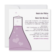 Whimsical Beaker Wedding Invite, Paars