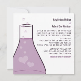 Whimsical Beaker Wedding Invite, Paars Kaart