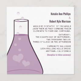 Whimsical Beaker Wedding Invite, Paars Kaart