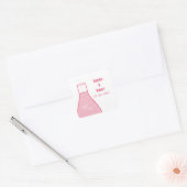 Whimsical Beaker Wedding Stickers, Roze Vierkante Sticker (Envelop)