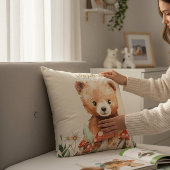 Whimsical Bear Mushroom Watercolor Childrens Room  Kussen