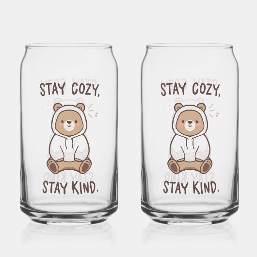 Whimsical Bear with Positive Kindness Quote Blikvorm Glas (Voorkant)
