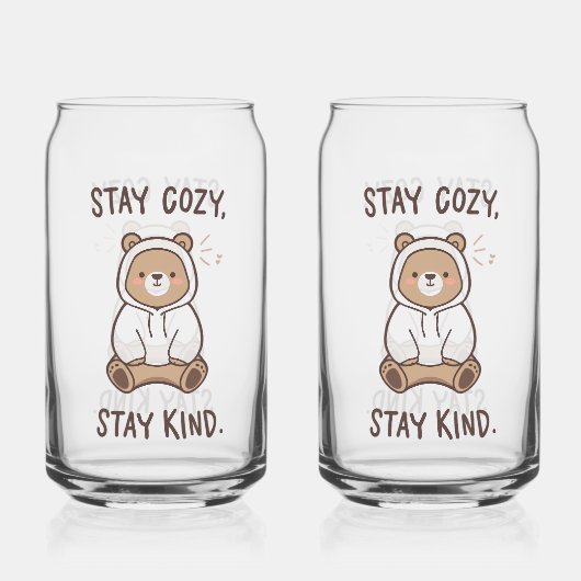 Whimsical Bear with Positive Kindness Quote Blikvorm Glas (Achterkant)