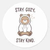 Whimsical Bear with Positive Kindness Quote Ronde Sticker (Voorkant)