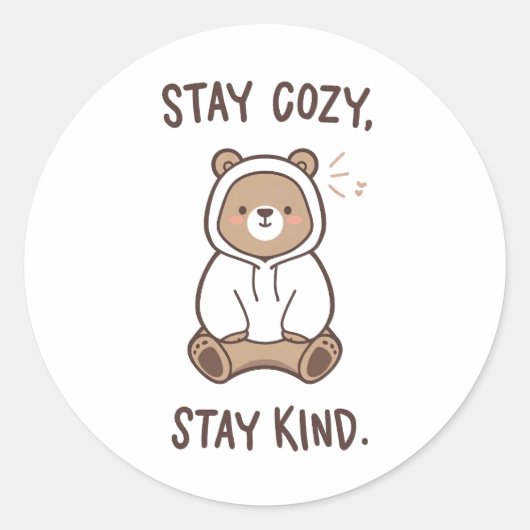 Whimsical Bear with Positive Kindness Quote Ronde Sticker (Voorkant)