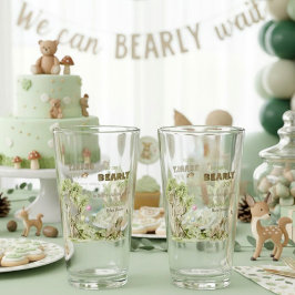 Whimsical Bearly Wait Baby Shower Party Glas
