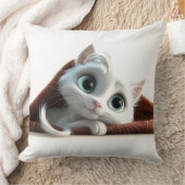 Whimsical Beautiful White Cat Sierkussen (Deken)