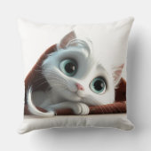 Whimsical Beautiful White Cat Sierkussen (Achterkant)