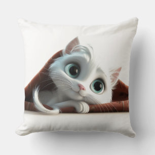 Whimsical Beautiful White Cat Sierkussen