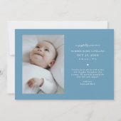 Whimsical Bedankt Script Denim Blauwe Geboorte Aankondiging (Achterkant)