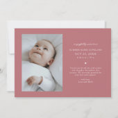Whimsical Bedankt Script Roze Geboorte Aankondiging (Achterkant)