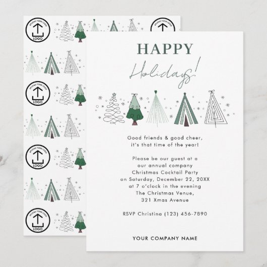 Whimsical Bedrijf Kerstfeest Zakelijke Logo Kaart (Voorkant / Achterkant)