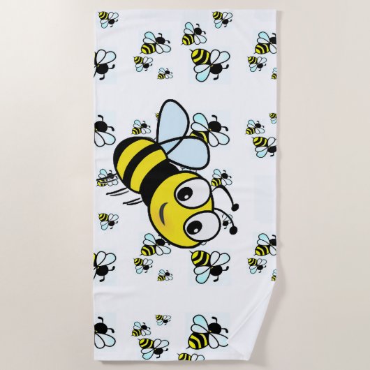 Whimsical Bee Beach Towel Strandlaken (Voorkant)