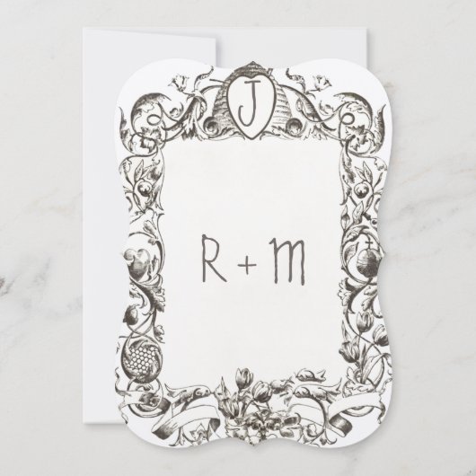 Whimsical Bee & Bee Hive Scrolled Flowers Kaart (Achterkant)