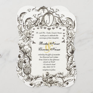 Whimsical  Bee & Bee Hive Scrolled Flowers Kaart