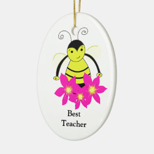 Whimsical Bee Best Teacher Keramisch Ornament