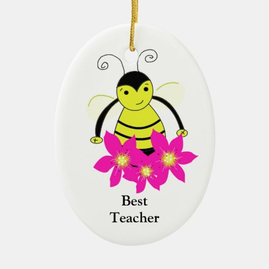 Whimsical Bee Best Teacher Keramisch Ornament (Voorkant)