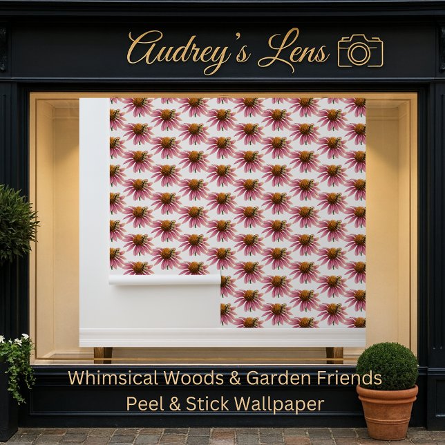 Whimsical Bee & Coneflower Nursery Behang (Creator heeft geüpload)