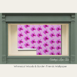 Whimsical Bee & Cosmos Pink Floral Nursery Behang