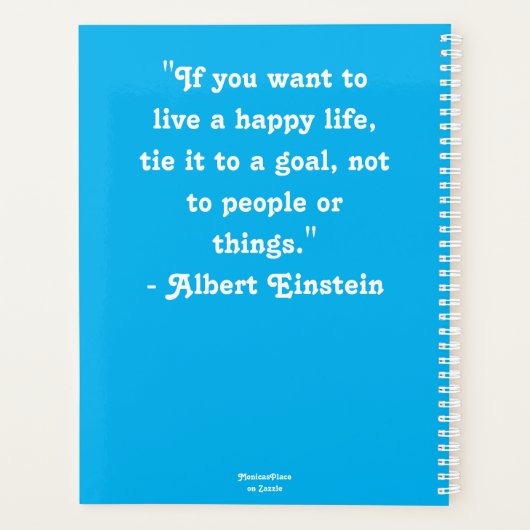 Whimsical Bee Daisies Daisy Flower Blauw Wit Planner (Achterkant)