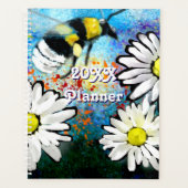Whimsical Bee Daisies Daisy Flower Blauw Wit Planner (Voorkant)