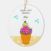 Whimsical Bee Flower Pot Baby's eerste Kerstmis Keramisch Ornament (Links)