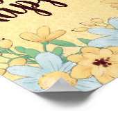 Whimsical Bee Happy Floral Poster (Hoek)