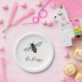 Whimsical bee Happy Gold Honeycomb Papieren Bordje (Feest)