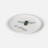 Whimsical bee Happy Gold Honeycomb Papieren Bordje (Gekanteld)